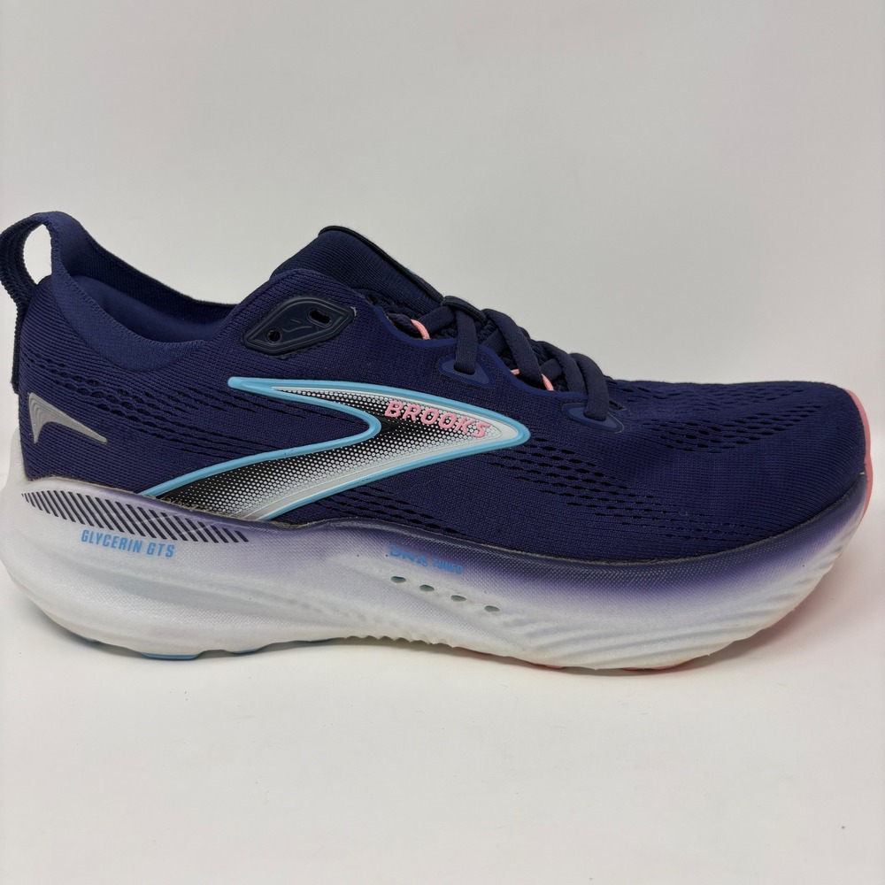 Brooks Glycerin 22 GTS Womens Size 8 Navy Blue White Running Shoes (1204351B429)